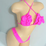 Pink Floral Exotic Two Piece Dancer Bikini Outfit