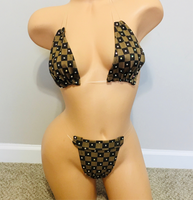 Brown Dancewear Designer Bikini Outfit