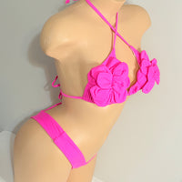 Pink Floral Exotic Two Piece Dancer Bikini Outfit