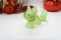 Neon Green Resin Dog Keychain Key Ring