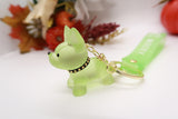 Neon Green Resin Dog Keychain Key Ring