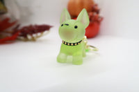 Neon Green Resin Dog Keychain Key Ring