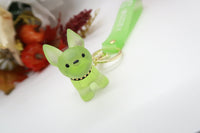 Neon Green Resin Dog Keychain Key Ring