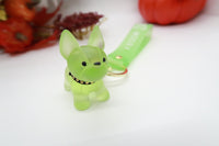 Neon Green Resin Dog Keychain Key Ring