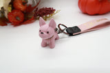 Pink Resin Dog Keychain Key Ring