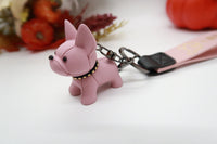 Pink Resin Dog Keychain Key Ring