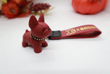 Maroon Resin Dog Keychain Key Ring