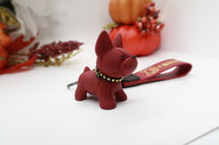 Maroon Resin Dog Keychain Key Ring