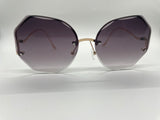 Black and Gray Luxury Round Gradient Sunglasses Women Eyewear Rimless Fashion Sun Glasses Ladies Sunshades UV400