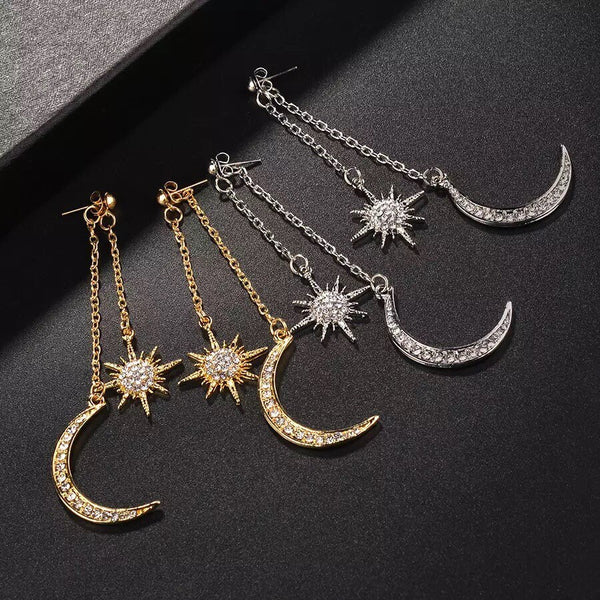 Sun Moon Earrings. Mother’s Day, Birthday Gift, Gold Fashion Jewelry