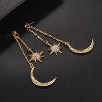 Sun Moon Earrings. Mother’s Day, Birthday Gift, Gold Fashion Jewelry