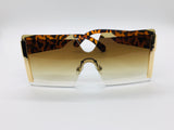 Gradient Square Rimless Sunglasses, Fashion Shades, Luxury Frames Eyewear, Brown Cheetah