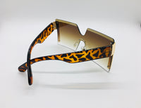 Gradient Square Rimless Sunglasses, Fashion Shades, Luxury Frames Eyewear, Brown Cheetah