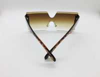 Gradient Square Rimless Sunglasses, Fashion Shades, Luxury Frames Eyewear, Brown Cheetah