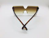 Gradient Square Rimless Sunglasses, Fashion Shades, Luxury Frames Eyewear, Brown Cheetah