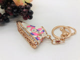 Mini Crystal Enamel Flower Shoe Keychain, Bag Charm, Car Key Ring, Phone Charm Holder, Keychain Jewelry, Sneaker Key Charm Rhinestones