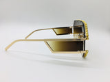 Gold Brown Gradient Rhinestone Sunglasses, Fashion Sunshades, Women Sunglasses, Unisex frames, Oversized Lenses, Trendy Sunnies,
