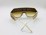 Rhinestone Sunglasses, Fashion Sunshades, Women Sunglasses, Unisex frames, Brown Gold Gradient Oversized Lenses.
