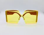 Women Unisex Sunglasses, Fashion Shades, Luxury Frames Eyewear, Yellow Rimless Sunshades