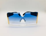 Rimless Sunglasses, Fashion Shades, Luxury Frames Eyewear, Blue Gradient