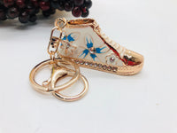 Mini Crystal Enamel Flower Shoe Keychain, Bag Charm, Car Key Ring, Phone Charm Holder, Keychain Jewelry, Sneaker Key Charm Rhinestones