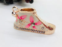 Mini Crystal Enamel Flower Shoe Keychain, Bag Charm, Car Key Ring, Phone Charm Holder, Keychain Jewelry, Sneaker Key Charm Rhinestones