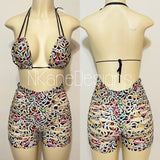 Black Multicolored Custom Made Two Piece Exotic Dancewear for Strippers String Bikini Shorts Dance Costume for Gogo Dancer