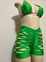 Kelly Green Custom Made Two Piece Exotic Dancewear for Strippers String Bikini Shorts Dance Costume for Gogo Dancer