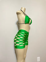 Kelly Green Custom Made Two Piece Exotic Dancewear for Strippers String Bikini Shorts Dance Costume for Gogo Dancer