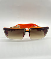 Orange trim Rimless Oversized Gradient Sunglasses Women Men Fashion Vintage Square Sun Glasses Shades Luxury Sunshades UV400