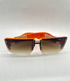 Orange trim Rimless Oversized Gradient Sunglasses Women Men Fashion Vintage Square Sun Glasses Shades Luxury Sunshades UV400