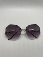 Black and Gray Luxury Round Gradient Sunglasses Women Eyewear Rimless Fashion Sun Glasses Ladies Sunshades UV400