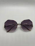 Black and Gray Luxury Round Gradient Sunglasses Women Eyewear Rimless Fashion Sun Glasses Ladies Sunshades UV400