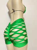 Kelly Green Custom Made Two Piece Exotic Dancewear for Strippers String Bikini Shorts Dance Costume for Gogo Dancer