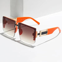 Orange trim Rimless Oversized Gradient Sunglasses Women Men Fashion Vintage Square Sun Glasses Shades Luxury Sunshades UV400