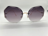 Black and Gray Luxury Round Gradient Sunglasses Women Eyewear Rimless Fashion Sun Glasses Ladies Sunshades UV400