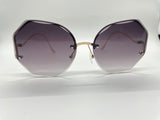 Black and Gray Luxury Round Gradient Sunglasses Women Eyewear Rimless Fashion Sun Glasses Ladies Sunshades UV400